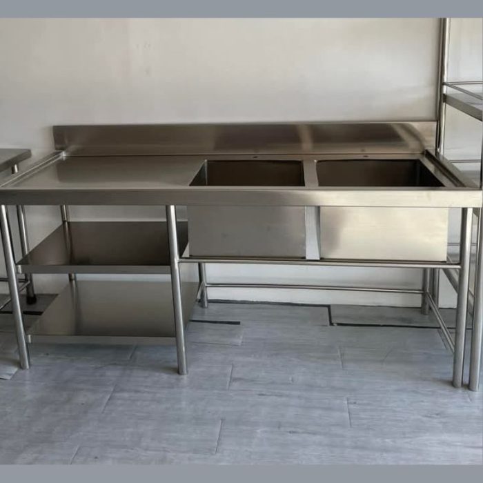 double sinks stainless steel working top