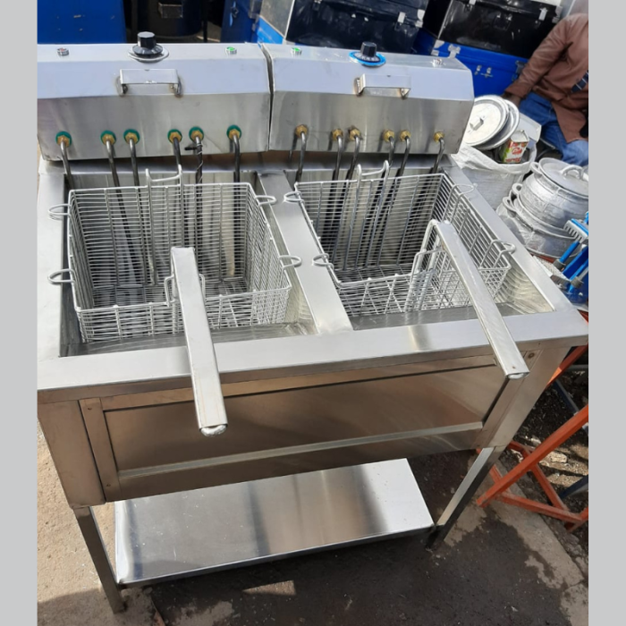 Double bowl sink stainless steel (1) Double deep fryer electric