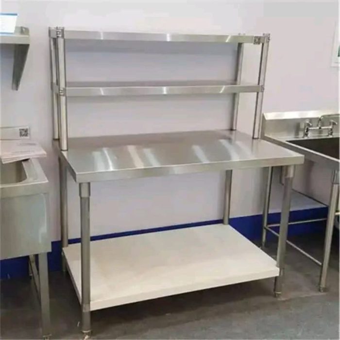 Stainless Steel Working Table with shelfs.jpg A stainless steel working table with shelves